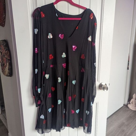 Blackmilk Dresses & Skirts - Blackmilk - XXL I Heart Sequins Black Sheer Romance Dress
